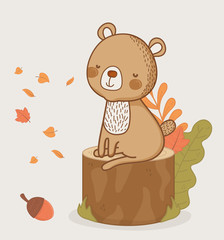 cute animal foliage hello autumn