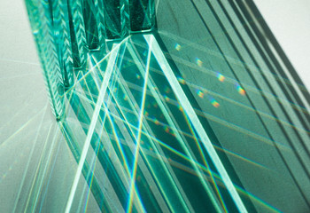 The reflection of the light of the glass