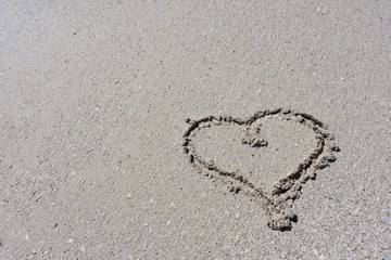 heart in the sand on the beach