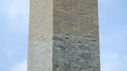 Close Up view of the Washington monument in Washington DC, United States