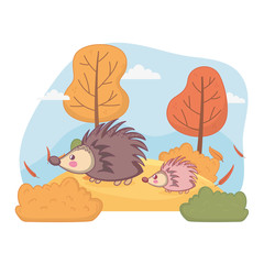 cute animal foliage hello autumn