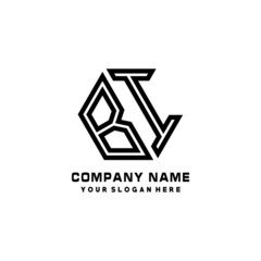 BI initial letters, hexagon logo minimalist art lines, black color © MUCHAMMAD