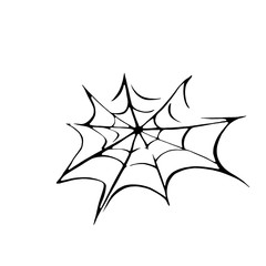 Hand drawn spider web isolated on white background. design element for Halloween	