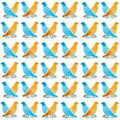 Obraz premium The Amazing of Cute Bird Cartoon Funny Character, Pattern Wallpaper in White Background