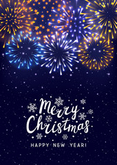 Shiny fireworks on starry sky background for Your holiday design