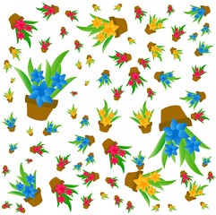Obraz premium The Amazing of Colorful Flowers Character, Pattern Wallpaper in White Background