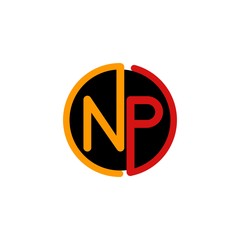 Letter NP Circle Creative Simple Modern Icon Logo Design Template Element Vector