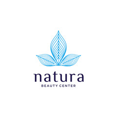 natural cosmetic logo with a beautiful flower concept, vector illustration