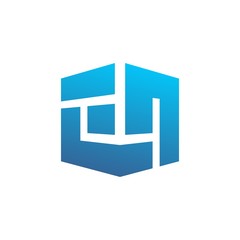 EN Blue Box Logo Design Idea