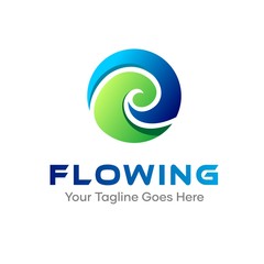 Initial G Letter Flowing Wave Circle Logo Design Template