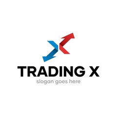 Trading X Letter Logo Design Idea Template