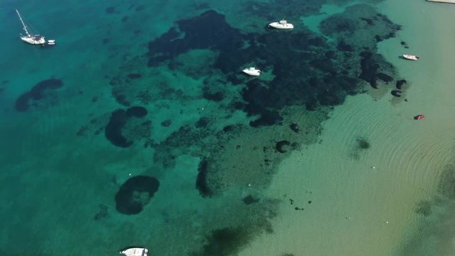 Aerial of beach in Paros Island Greece