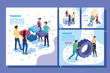 set of scenes teamwork people