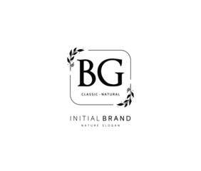 B G BG Beauty vector initial logo, handwriting logo of initial signature, wedding, fashion, jewerly, boutique, floral and botanical with creative template for any company or business.