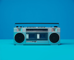 Vintage 80's 90's Boom Box Ghetto Blaster Dual Cassette Recorder Player Radio with Color Gels