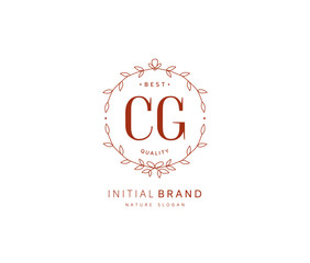 C G CG Beauty vector initial logo, handwriting logo of initial signature, wedding, fashion, jewerly, boutique, floral and botanical with creative template for any company or business.