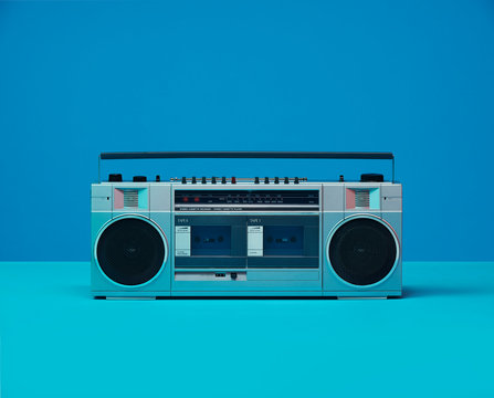 Vintage 80's 90's Boom Box Ghetto Blaster Dual Cassette Recorder Player Radio with Color Gels