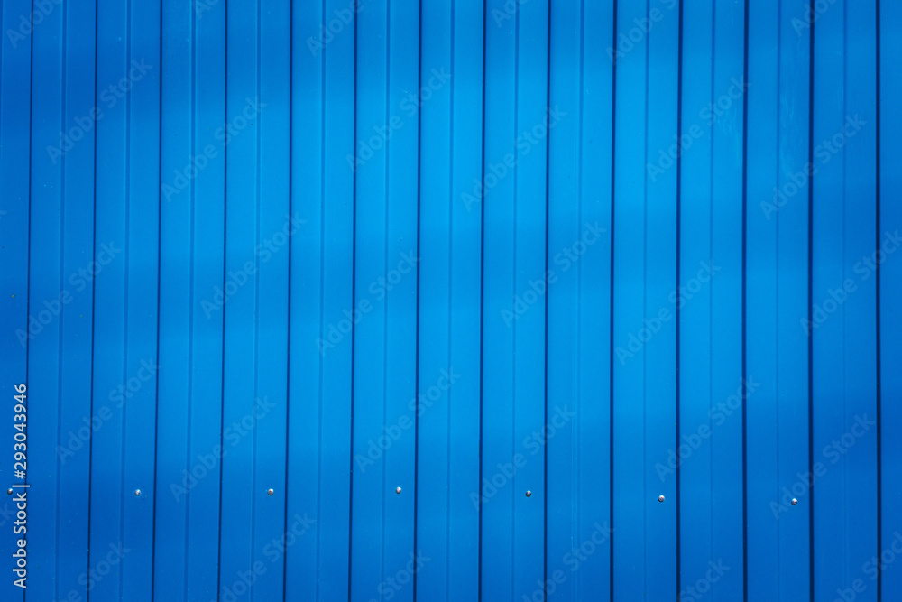 Wall mural blue metal fence, striped texture background