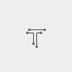 Letter T Logo Tech Wifi Vector Design