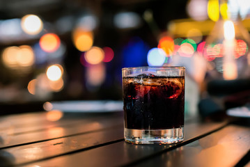 Bartender Serve Whiskey, on wood bar, 