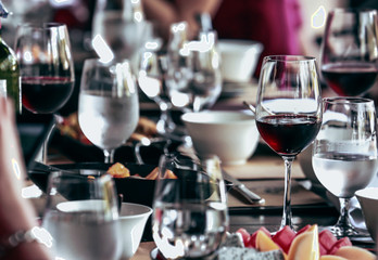 Red wine friends at the party,