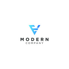 V letter logo modern technology design