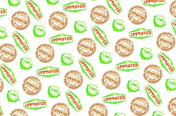 approved seamless pattern on white background