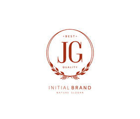 J G JG Beauty vector initial logo, handwriting logo of initial signature, wedding, fashion, jewerly, boutique, floral and botanical with creative template for any company or business.