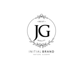 J G JG Beauty vector initial logo, handwriting logo of initial signature, wedding, fashion, jewerly, boutique, floral and botanical with creative template for any company or business.