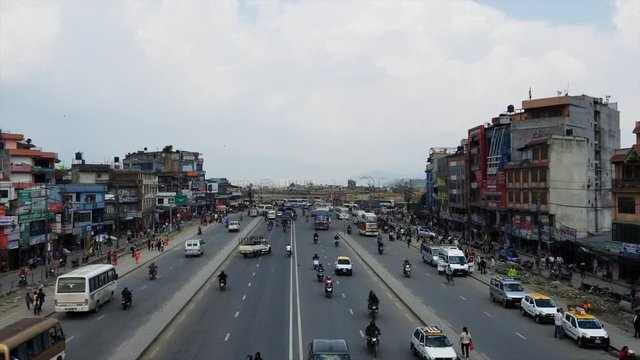 Traffic on the ring road of Kathmandu, Nepal.