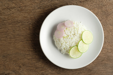 Cilantro lime in white dish with copy space,top view