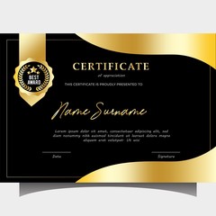 Luxury Golden Black Color on Certificate Design templates collection. with best award label