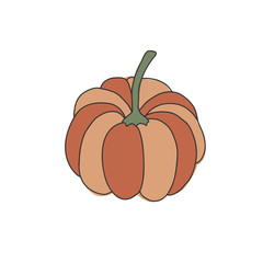 Orange pumpkin. Vector color freehand illustration in doodle style