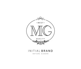 M G MG Beauty vector initial logo, handwriting logo of initial signature, wedding, fashion, jewerly, boutique, floral and botanical with creative template for any company or business.