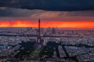 Fototapeta na wymiar Eiffel Tower seen from the Montparnasse Tower at sunset