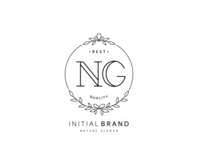 N G NG Beauty vector initial logo, handwriting logo of initial signature, wedding, fashion, jewerly, boutique, floral and botanical with creative template for any company or business.