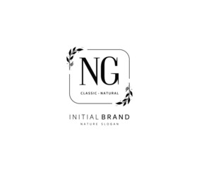 N G NG Beauty vector initial logo, handwriting logo of initial signature, wedding, fashion, jewerly, boutique, floral and botanical with creative template for any company or business.