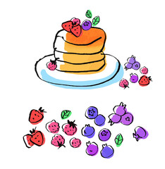 パンケーキとベリー類