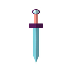 Medieval sword vector flat illustration. Icon of sword Excalibur, Iconic illustration from the Medieval European stories