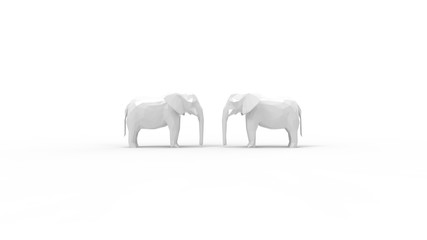 3d rendering of an elephant isolated in white studio background