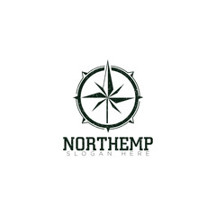 vintage retro rustic log northemp, with a compass needle as a marijuana vector