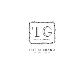 T G TG Beauty vector initial logo, handwriting logo of initial signature, wedding, fashion, jewerly, boutique, floral and botanical with creative template for any company or business.