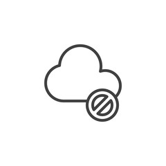 Cloud error line icon. linear style sign for mobile concept and web design. Data blocked outline vector icon. Symbol, logo illustration. Vector graphics