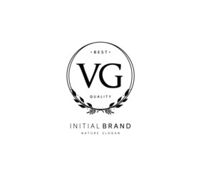V G VG Beauty vector initial logo, handwriting logo of initial signature, wedding, fashion, jewerly, boutique, floral and botanical with creative template for any company or business.