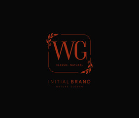 W G WG Beauty vector initial logo, handwriting logo of initial signature, wedding, fashion, jewerly, boutique, floral and botanical with creative template for any company or business.