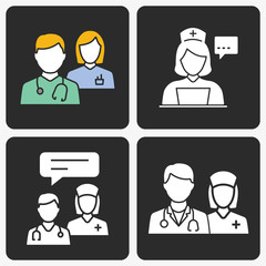 Doctor vector icon set on black background.