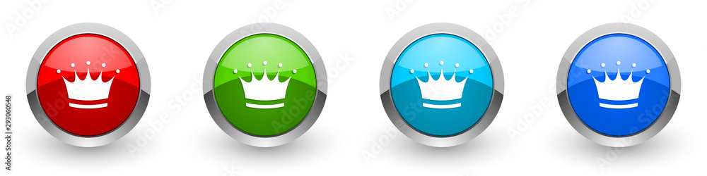 Aufkleber crown silver metallic glossy icons, red, set of modern design buttons for web, internet and mobile a