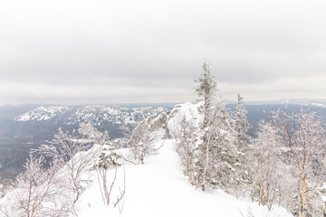 Beautiful view from the top of the Two-headed hill. Taganay national Park, South Ural, Chelyabinsk region, Russia.