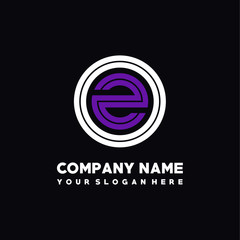 Obraz premium initial letter OZ logo, round logo white, purple lowercase letters