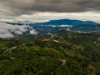 Obraz premium Beautiful aerial view of the renewable energy Windmills in Costa Rica